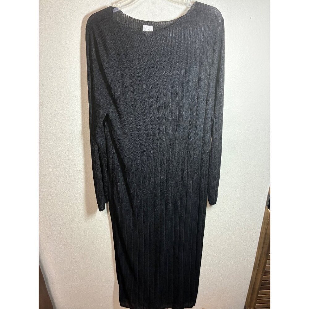 A New Day Slip Dress Maxi Long Sleeve Business Casual Black Size XXL